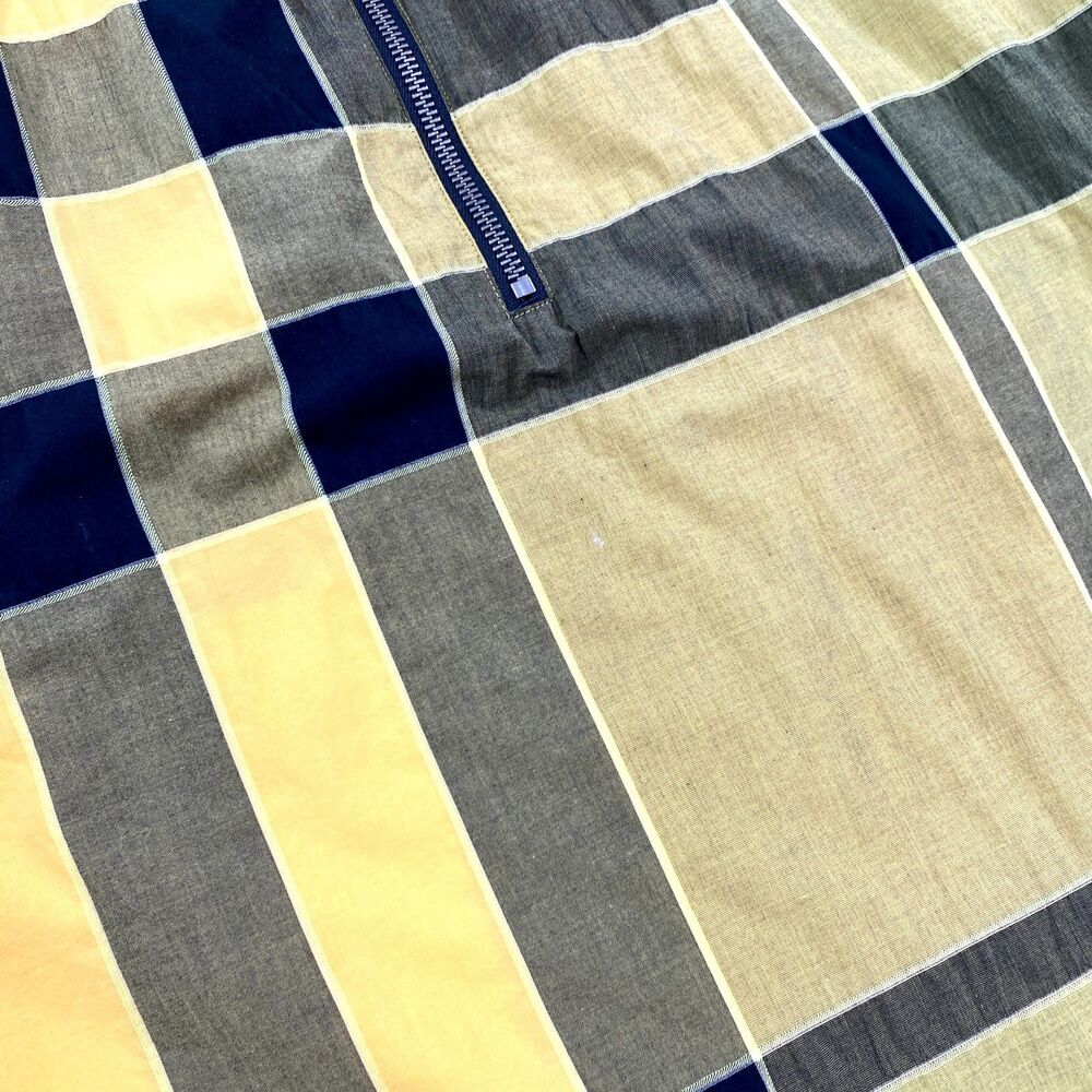 Burberry Brit Top Nova Check Plaid Tunic Zip Womens XL Yellow Black Cotton Blend - Picture 5 of 10